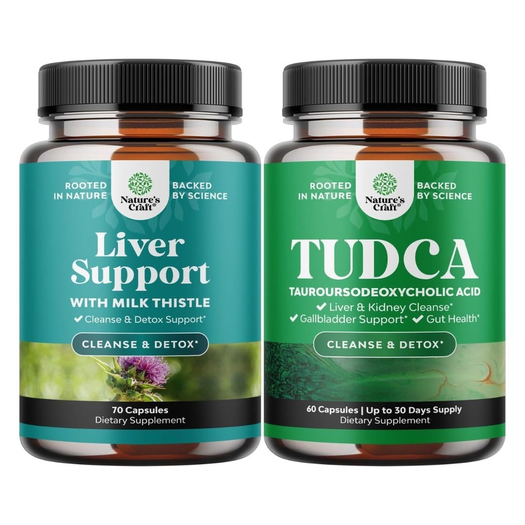 Sveženj za čiščenje jeter Detox in popravila Formula in Advanced TUDCA Jetrna podpora dodatek - z mlekom Thistle Dandelion koren kurkuma in Artichoke Extract - ekstra moč TUDCA 500mg Bile soli