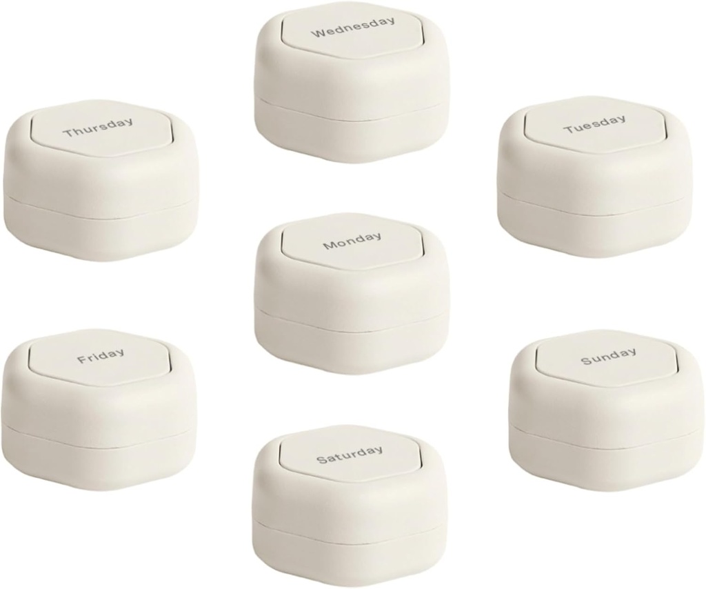 Cadence Travel Container - Komplet tablet - Magnetne potovalne kapsule, Daily Medicine Organizator za tablete, dodatki, in vitamini - 7 Flex Smalls (0,56oz) za tedenske tablete Organizator - Pes