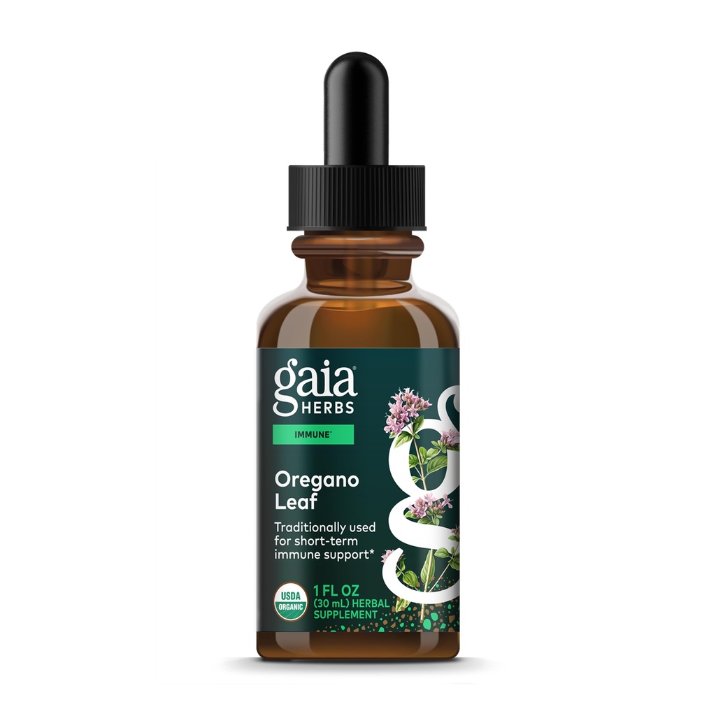 Gaia Herbs Oregano Leaf - Imunska podpora Zeliščni dodatek - z Origano Leaf Extract - Certified Organic - 1 Fl Oz (23 Serving)