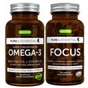 Omega-3 & vitamin D3 1000iu + Fokus Brain Booster Bundle, hitro delujoče 1-a-dan EPA & DHA RTG Wild Fish Oil + Kofein, L-teanin, Taurin & L-tirozin, B-vitamini, cink in baker, od Igennus