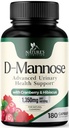 D-mannoza dodatek 1,350 mg z Cranberry & Hibiscus - učinkovito hitro delovanje, Flush nečistoče za naravni mehur, sečnina podpora za zdravje, za ženske in moške, ne-GMO, Vegan, 180 kapsul