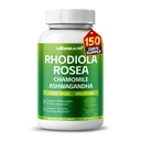 RHODIOLA ROSEA dodatek- 11-v-1 naravna mešanica s kamilice L-Theanine Ashwagandha Sveti Basil Valerian Pasijonka - 150 Count - Made & Tested v ZDA