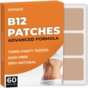 B12 Patches (Pack of 60) - 100% naravni obliž za ženske in moške - Firming, Energija, Focus & Body Support - Izboljšana formula
