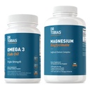 Dr. Tobias Omega 3 Fish Oil & Magnezij Bisglicinat dopolnila, Visoka absorpcija, Podpira srce, Možgani, Imunski, Energija, Mišice, Kost in Skupni zdravje, Non-GMO
