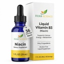 Tekoči vitamin B3 Kapljice - Hladno obdelani Niacin dodatek, Podpira Jezik in zdravje kože - Veganski, nealkoholno in kakovost testirane.- 1 Fl. Oz, 36 Serving