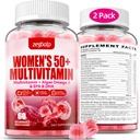 Ženske brez sladkorja Multivitaminski 50 Plus Gumiji s kalcij, magnezij, cink, vitamin A, C, D3, E, K2, B kompleks, Folat, Biotin - Multi vitamini in minerali za kožo, energijo, Imunska podpora
