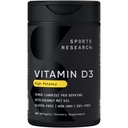 Športne raziskave Vitamin D3 1000iu (25mcg) Infundiran s kokosovim oljem ~ Imunska in kostna podpora ~ Non-GMO preverjena, Soy & Gluten Free (360 Mini tekoči softgels)