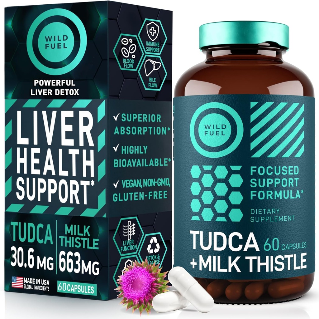 TUDCA in Milk Thistle dodatek - žolčne soli dodatek s Silymarin mleko Thistle ekstrakt jetra čiščenje, žolčnik, ledvice, črevesje zdravje - ursolična kislina tudca žolčna sol jetra zdravje - 60 kapsul