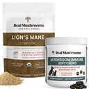 Prave gobe Mane Powder za ljudi (60g) & Gobe Imunski hišni žveči (60ct) - Sklop za kognicijo in imuniteto - Ashwagandha, Astragalus & More - Vegan, Non-GMO, Gluten-free, Grain-free