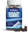 Shilajit Gummies 1000 MG, Organic Shilajit Supplement, 85+ Trace Minerali, z Ashwagandha, Gobe - Energija, Možgani, Podpora imunitete, za moške in ženske - 60 grof