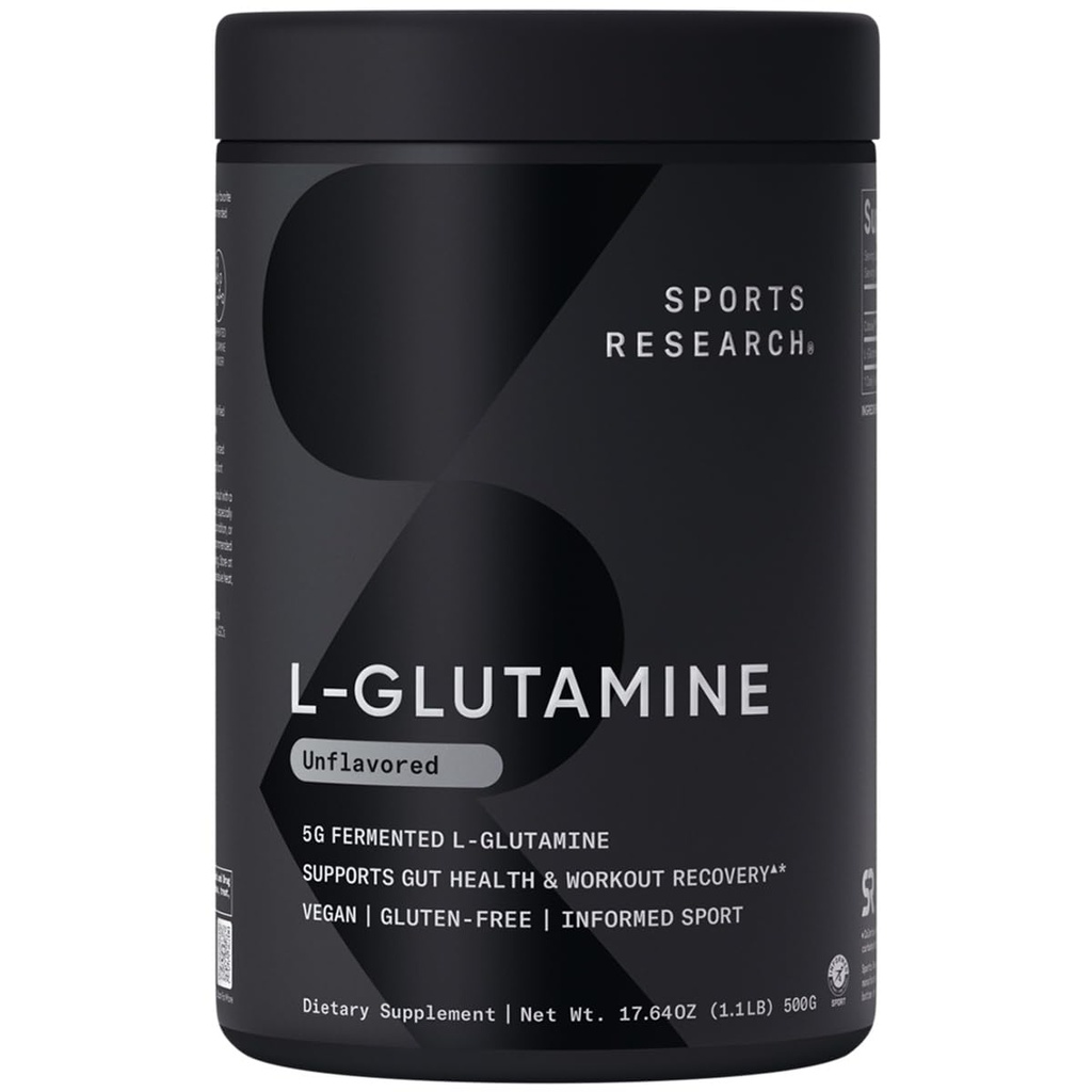 Športne raziskave L-glutamin - Recovery vadbe, Immune Health & Gut Health Support - 5 G na služenje - 17,64 Oz