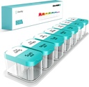 Daviky velik tedenski AM tablete Organizator - 7 dan, 2 krat na dan z zelo velikimi oddelki za vitamine, Medicina, dodatki (Cyan)