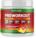 Zgrajen z Narava Pre Workout Powder z Beta Alanine, Kreatin Monohidrat, BCAA, L Citrulin, L Arginin in kofein - Jagodna limonada Flavor - 25 Servisi
