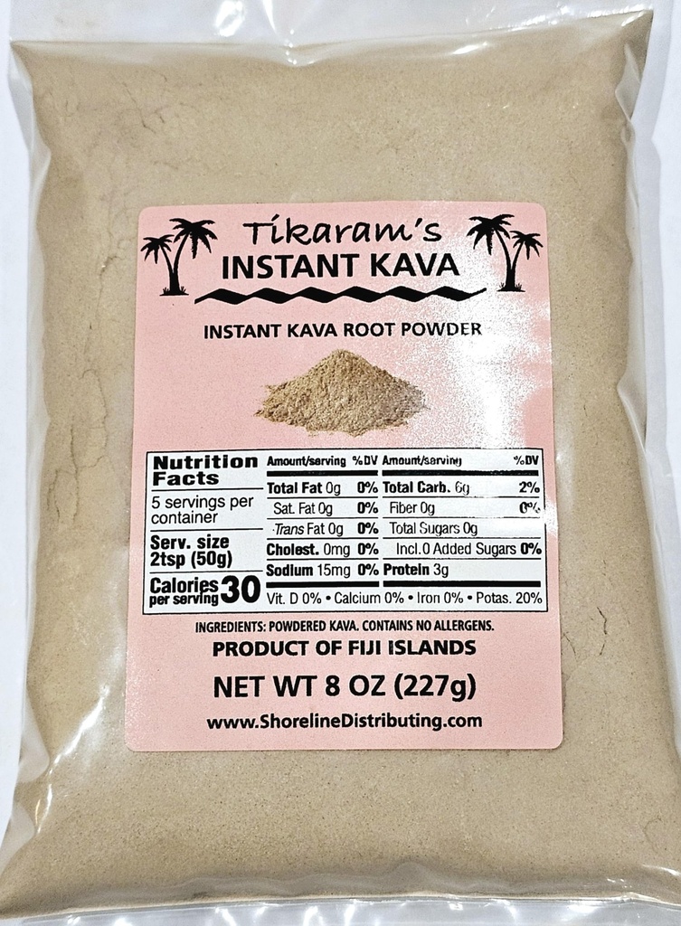 Tikaram's Instant Kava Powder, Fidži Waka, Noble Kava Root, 1/2 lb (8oz)-Fiji Market Trgovina na debelo LLC
