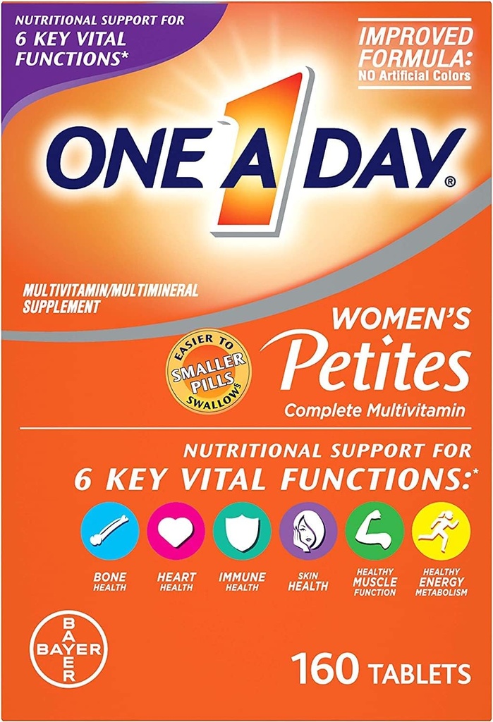 En dan ženske Petites Multivitaminski,Dovajanje z vitaminom A, vitaminom C, vitaminom D, vitaminom E in cinkom za podporo imunskega zdravja, vitamini B, biotin, folat (kot folna kislina) in več, 160 Število