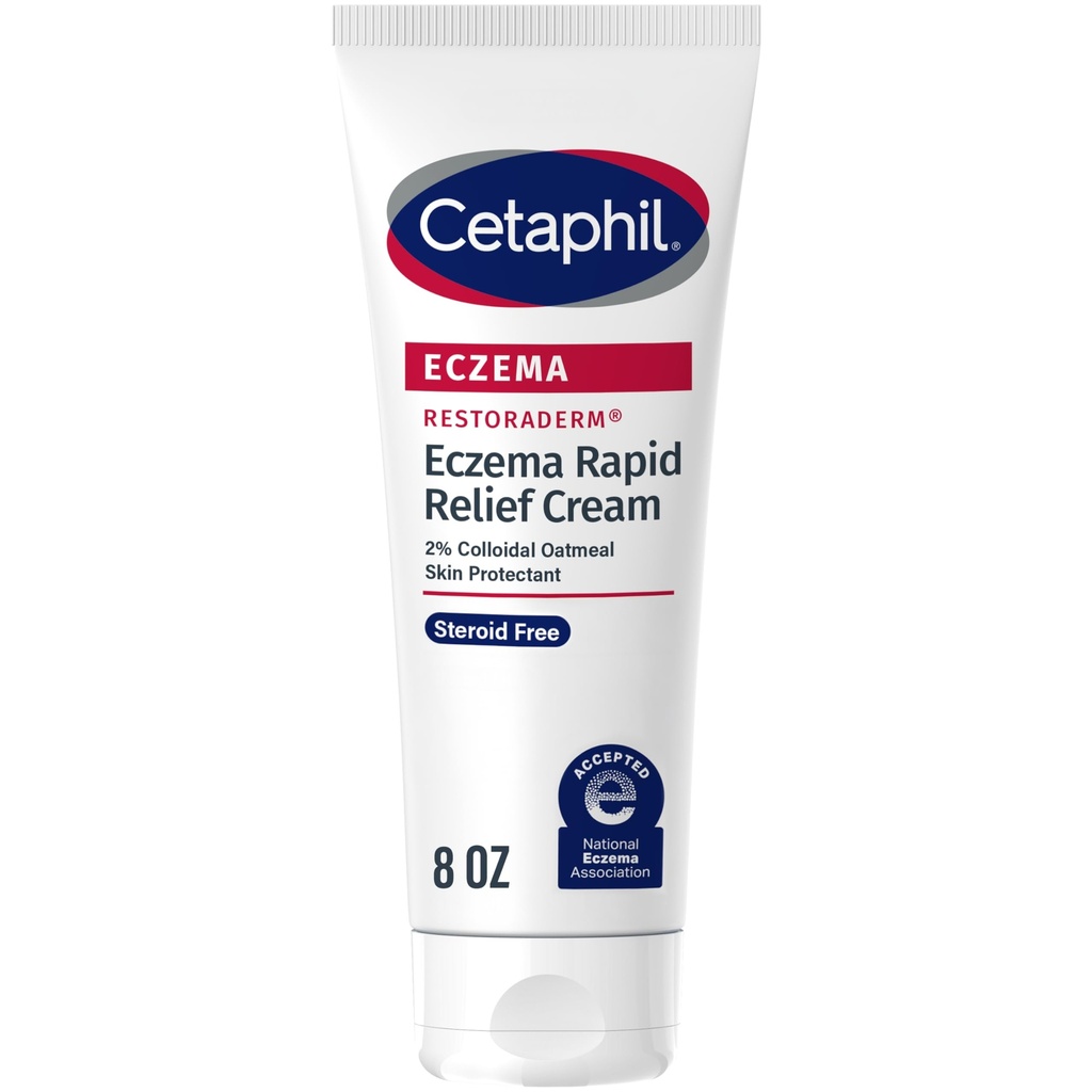 CETAPHIL ECZEMA REZTORADERM FLARE-UP RELIEF CREAM, za ekcema Prone kožo, 8 oz, Barrier popravila, 48 ur Hidracija, 2% kožo zaščitni koloidni ovseni, steroid prost