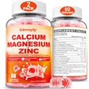 Kalcij Magnezijev cink dodatek Gumiji z vitaminom D3 K2 & B kompleks za ženske moški 1000mg Kalcijev citrat z magnezijevimi gumiji za kosti, mišice in imunske podpore, sladkor brez, Vegan