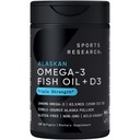 Športne raziskave ® Aljaska Omega-3 ribje olje 1040mg + vitamin D3 2500iu - Podpira zdravje možganov in srca - MSC Certified Sustainable · Wild-Caught · Non-GMO · Trigliceridna oblika - 120 Count Softgels