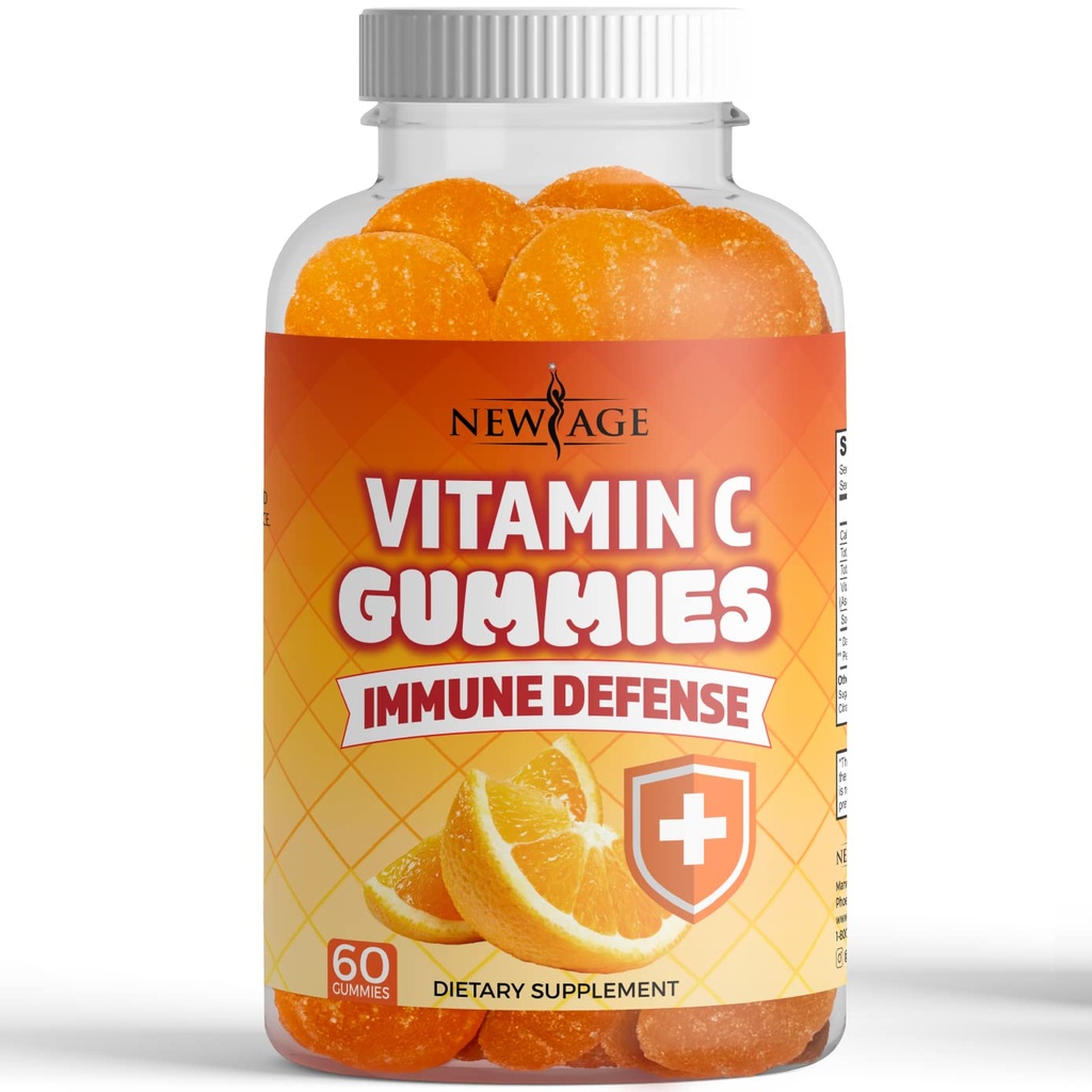 NOVA STAROST Vitamin C Gumies Orange Vitamin C Gummy - Podpira Zdrav imunski sistem - vegetarijanski brez glutena (60 Gumies)