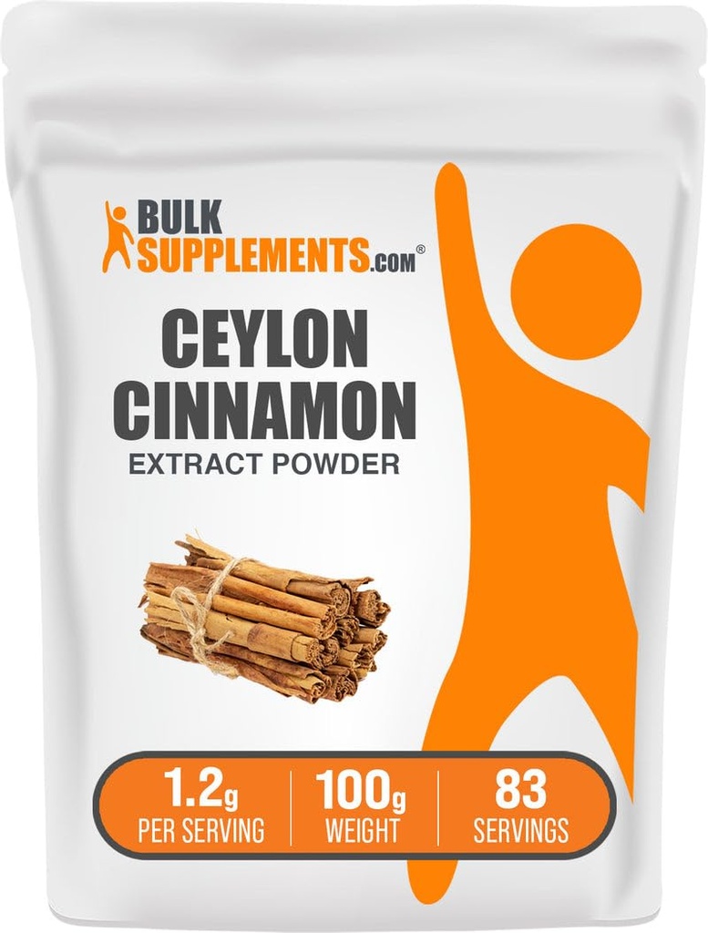 BulkSupplements.com Cimet Bark Extract Powder - Ceylon Cimet dodatek, Zeliščni dodatek - Vegan & Gluten Free, 1,2g na Serving, 100g (3.5 oz) (Pack of 1)