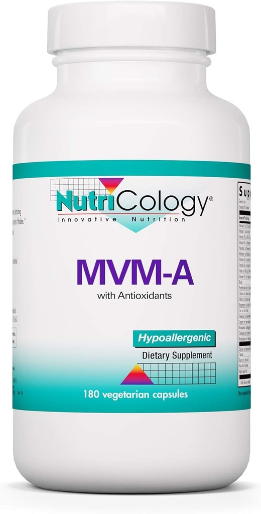 Nutrikologija MVM-A dodatek - multivitaminski za moške in ženske, z železom, dnevni vitamini, za odrasle, visoka moč, biorazpoložljiv, vegetarijanske kapsule - 180 števk