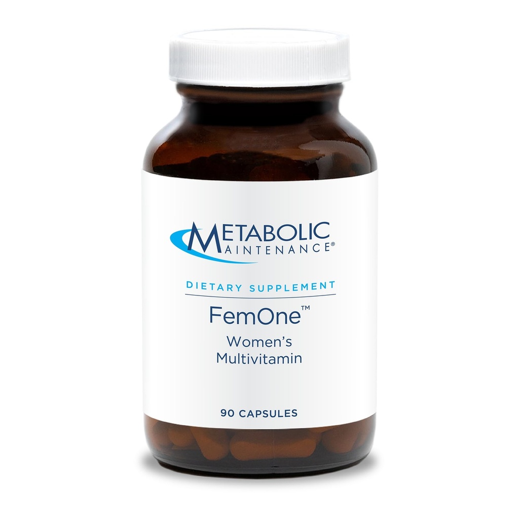 Metabolično vzdrževanje FemOne - ženski multivitamin z biorazpoložljivim železom, aktivnim folatom, B12, antioksidanti, vitamin D + biotin, podpora za razmnoževanje in imuno zdravje (90 kapsul)