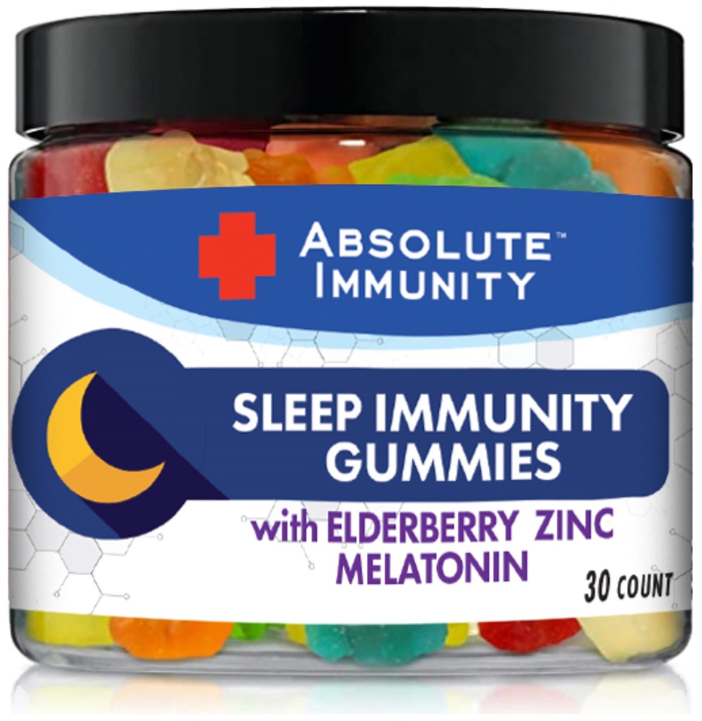 Absolutna Imuniteta- Cink in Elderberry Sleep Gumies z melatonin, 100% brez zdravil pomoč za spanje, Imunski sistem podpora, Odrasli in otroci 30ct