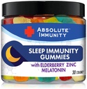Absolutna Imuniteta- Cink in Elderberry Sleep Gumies z melatonin, 100% brez zdravil pomoč za spanje, Imunski sistem podpora, Odrasli in otroci 30ct