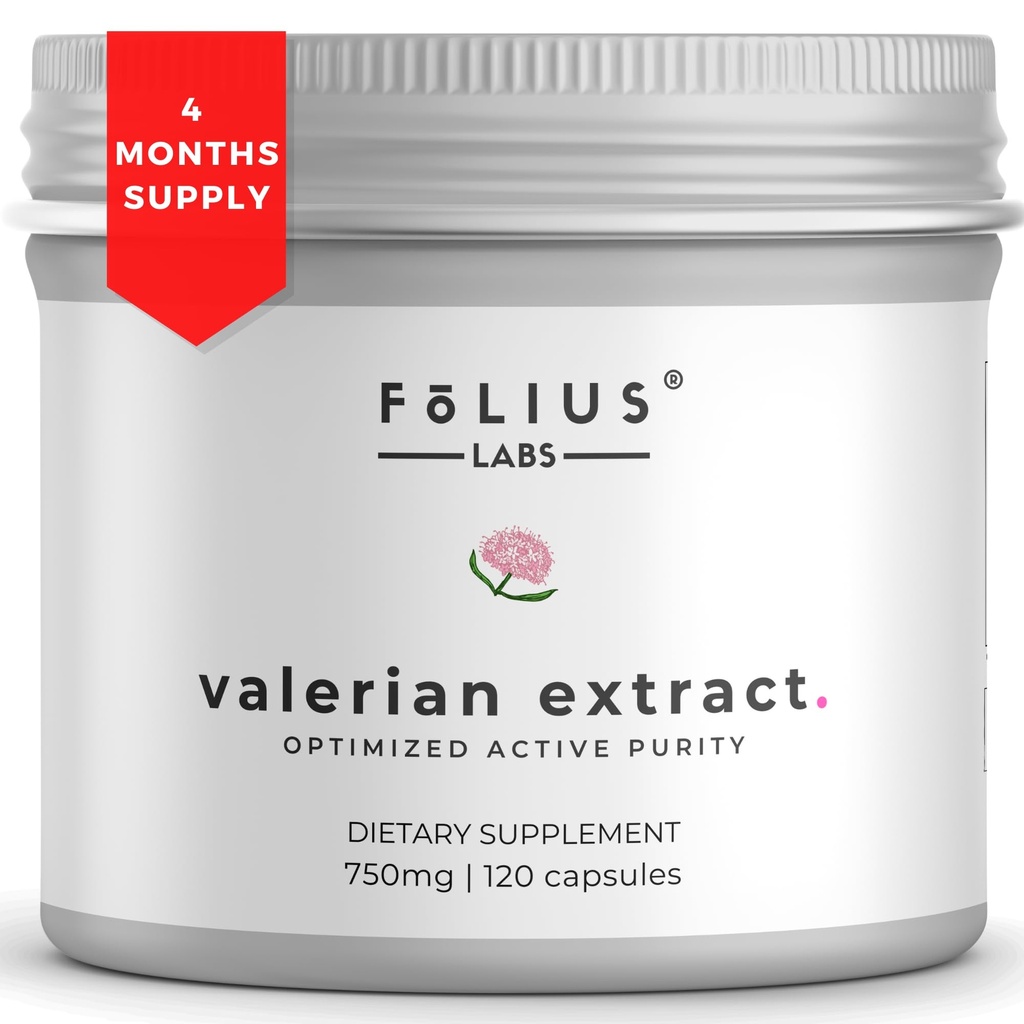 Valerian Root 4:1 Extract kapsule 750mg – Optimizirana aktivna čistost – 4X Koncentracija Valerian Root Extract dodatek - Gluten Free, Non-GMO - spodbuja sprostitev - 120 Kapsule
