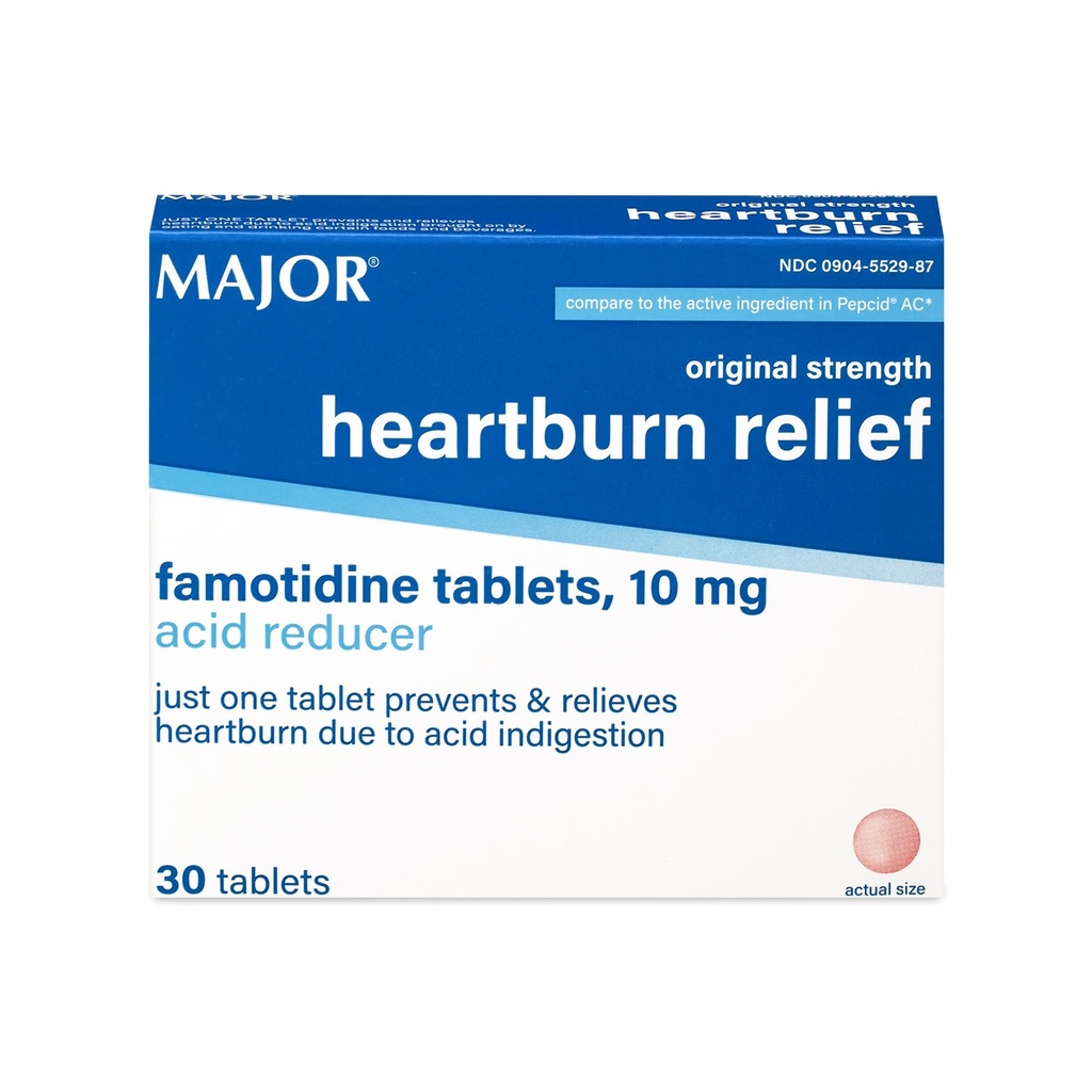 MAJOR Originalna jakost Zgaga Relief - Tablete za famotidin, 10 mg - 30 tablet (1- Pack)