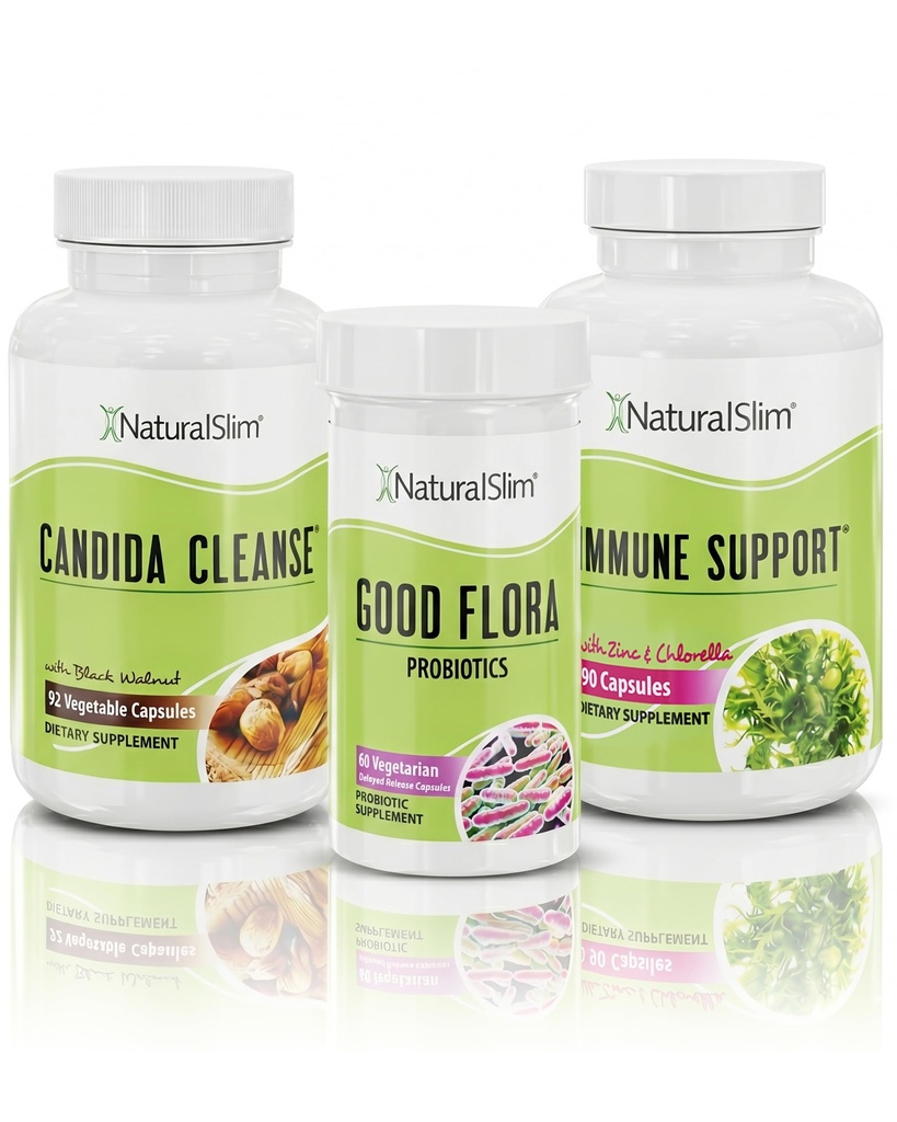 NaturalSlim Candida Cleanse Support Supplements Bundle - Candiseptic Kit proti preveliki rasti, Gut & Colon čiščenje 242 Kapsule skupaj - 28 dni Čiščenje Program Formulated Frank Suarez (2 Pack)