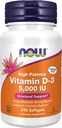 NOW Supplements, Vitamin D-3 5,000 IU, Visoka moč, Strukturna podpora*, 240 Softgels z svetovno prehransko verigo Keychain