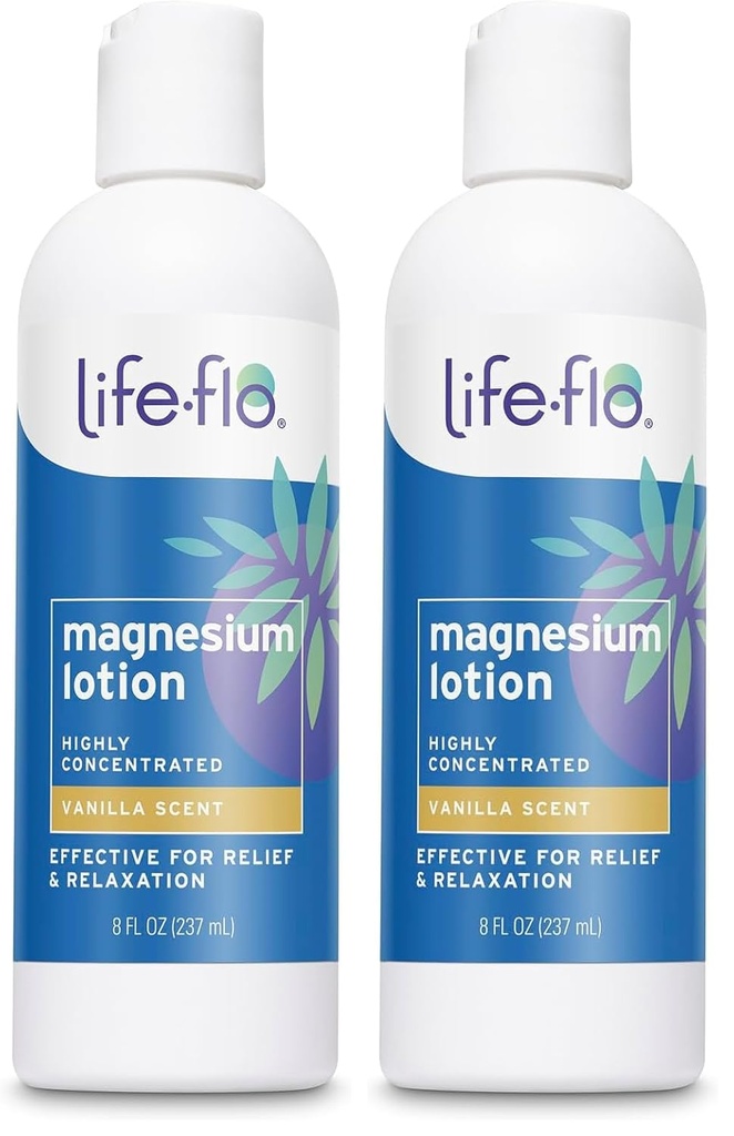 Life-flo Magnezijev losjon, Vanilla Scent - Relief in sprostitev z magnezijevim kloridom iz Zechstein Seabed - Dermatolog Tested, Hypoallergenic, 60-dnevno garancijo, Ni testiran na živalih, 8oz