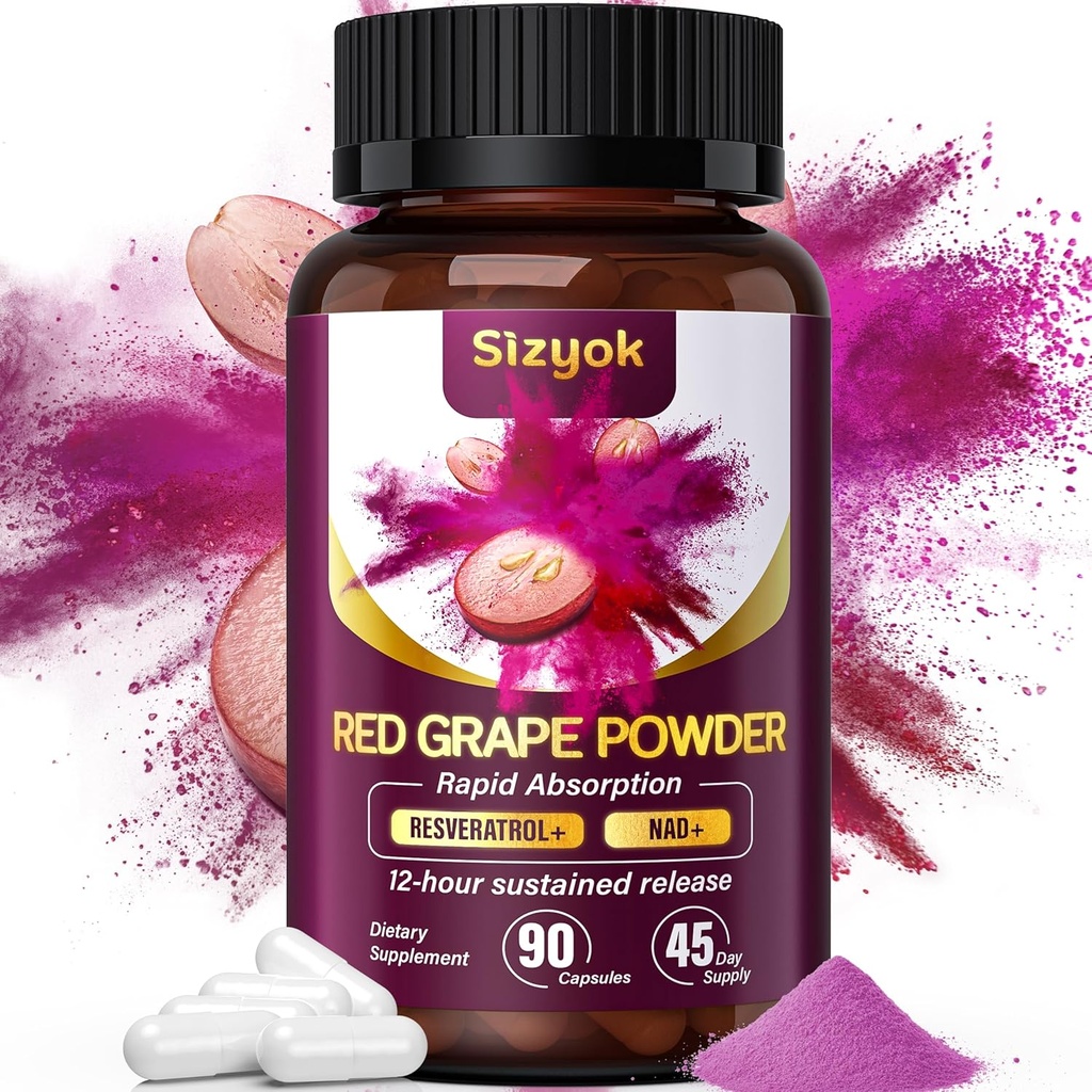 Piceid Resveratrol dodatek in NAD+ Regenerator celic, Ultra visoka čistost in biorazpoložljiva, Podpora zdravje srca, pretok krvi, proizvodnja in presnova celične energije, Red Grape Powder, 45 Day Supply-62