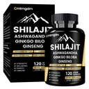 Shilajit kapsule - 20.000mg Pure Himalaaan Organic Shilajit za moške in ženske z Ashwagandha, Podpira Vitalnost in Wellness, Premium Shilajit Pure Himalaan Supplement, 120 kapsul