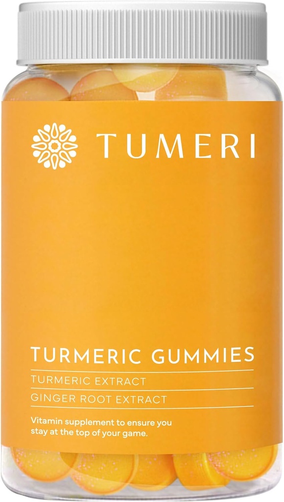 TUMERI Kurkumi in Ginger Gumies – Kurkumin skupna podpora dodatek - 60 Count Natural Tropical Fruit arome Vegan Gumies