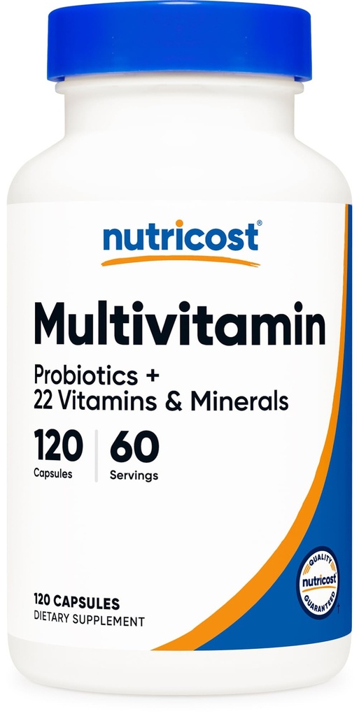 Nutricost Multivitamin s probiotiki 120 Vegetarijanske kapsule - pakirane z vitamini in minerali