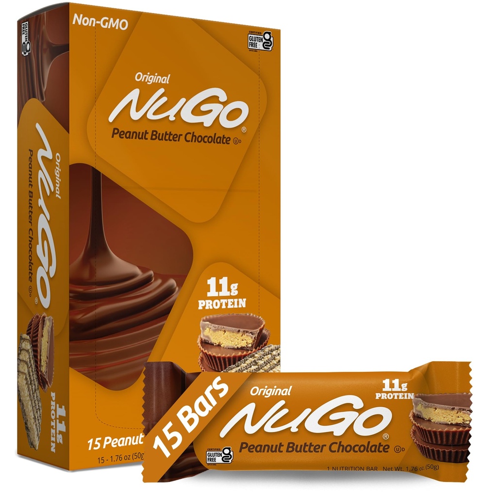 NuGo proteinska ploščica, arašidovo maslo, 11g beljakovine, brez glutena, 15 štetje
