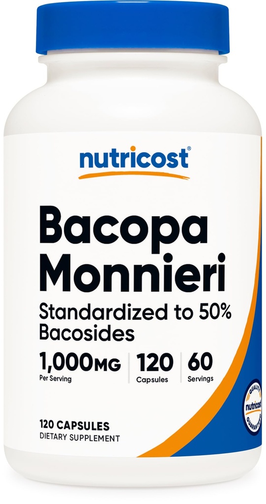 Nutricost Bacopa Monnieri 1000mg, 120 kapsul (60 strežnikov) - ne-GMO, Gluten brezplačno, in vegetarijansko prijazno