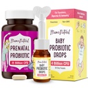 Mama Natural Prenatal Probiotic & Baby Probiotic kapljice Bundle – Gut, Vaginal & Imunska podpora za mamo + Prebavni Comfort za dojenčke z dojenčki probiotiki – Bundle & Save