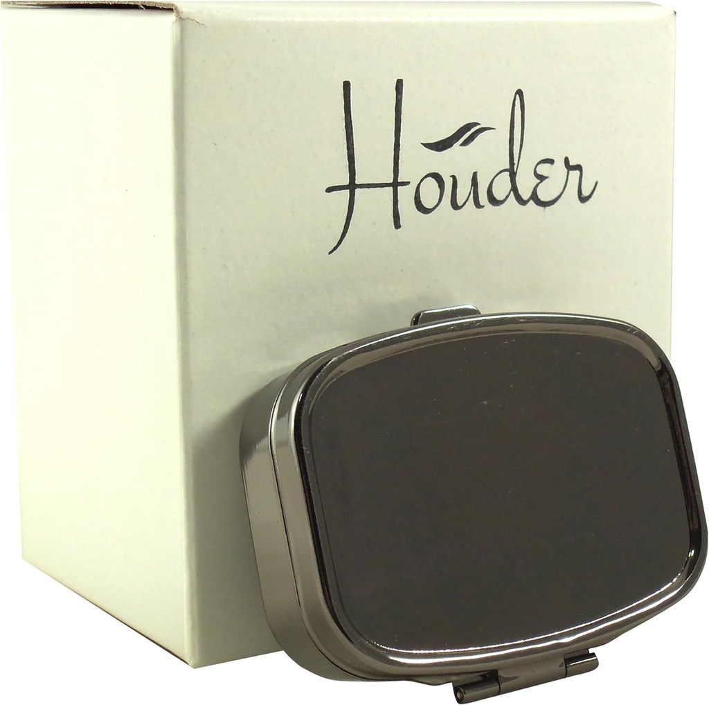 Houder Classy Gray Metal Pill Box Okrasne tablete zaboj z darilno škatlo - nosite Meds v slogu (rektakotno)