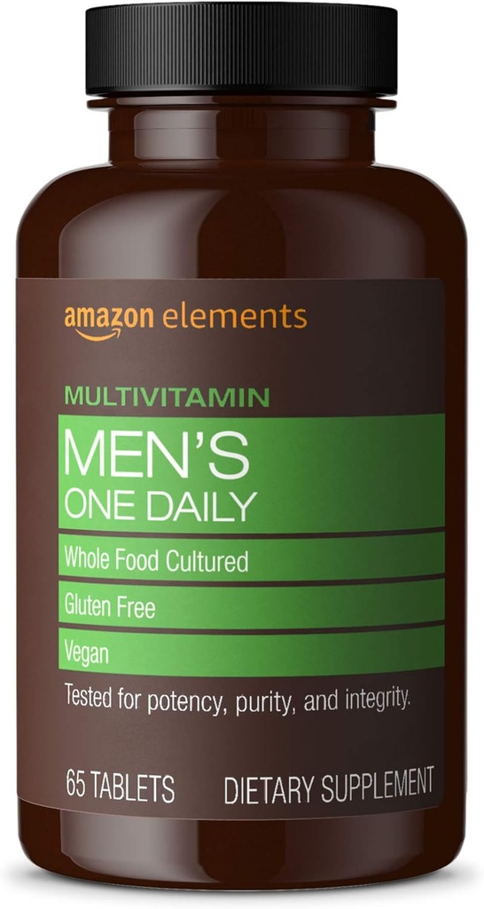 Elementi Moški One Daily Multivitamin, 62% Cela hrana Kulturno, Vegan, 65 Tablete, 2 meseca dobave (Packageing se lahko razlikuje)