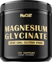 Magnezij Glicinat z 18% elementarne magnezijeve spojine dodatek - 180 Kapsule - Močne koristi za podporo zdravje kosti, rast mišic, Udobno razpoloženje in zdravje srca