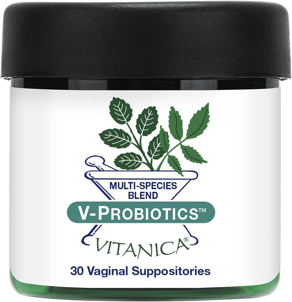 Vitanica V-Probiotiki - Probiotiki za ženske - Vaginalne hranilnice z Lactobacillus Rhamnosus, Gasseri & More - Ženski zdravstveni dodatek - Pro Logo - 30 Vaginalne hranilnice