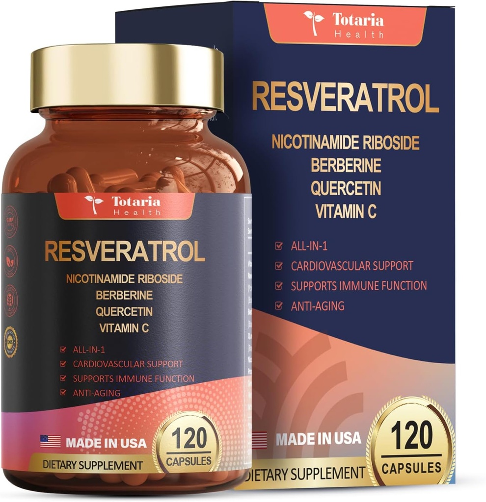 Resveratrol dodatek Dodatna moč z Berberine Quercetin izvleček zelenega čaja Grozdni ekstrakt Izvleček polifenol antioksidant dodatek Antioksidant in zdravje srca podpora 120 Kapsule
