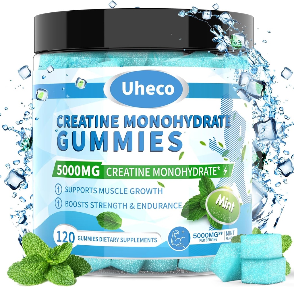 Mint aroma Kreatin monohidrat Gumiji 5000mg za moške in ženske, vsebuje L-tavrin + vitamin B12, betain, L-citrulin za mišično moč, izboljšanje vzdržljivosti vadbe -115