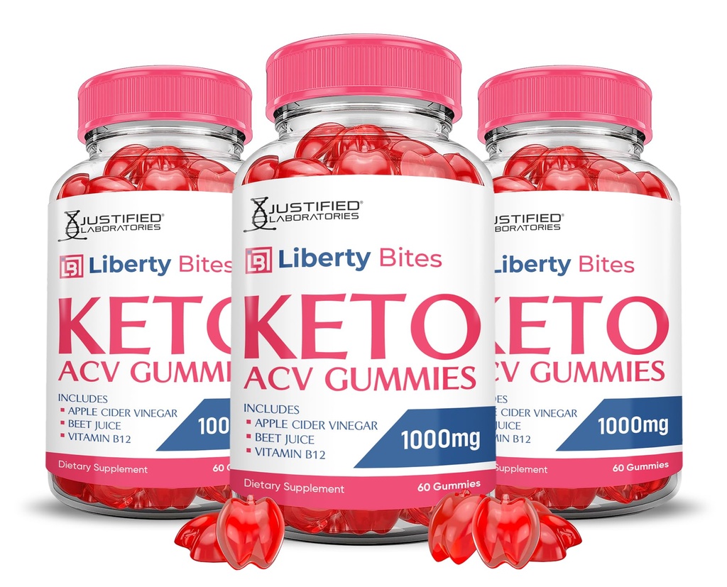 (3 Pack) Liberty Bites Keto ACV Gumies Napredna Formula 1000MG Libertybites Keto Gumies Apple Cider Vinegar Oblikovan z Granatni beet Juice v prahu B12 Vegan Non GSO 180 Gummys