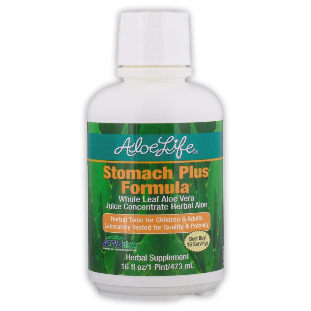 Aloe Life - Stomach Plus Formula, hitro delujoče tonik za otroke, odrasle, in starejše, podpira zdravo prebavo in pomaga pri soothe plin, napenjanje, & slabost, Aloe Vera koncentrat, Gluten-free (16 oz)