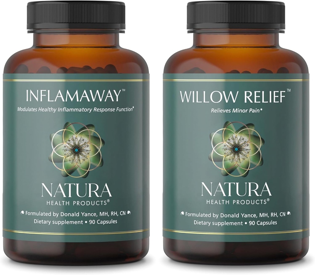Nature Health Products InflamAway in Willow Relief Supplement Bundle - Modulirajte zdravo vnetni odziv - izboljša sprostitev mišic