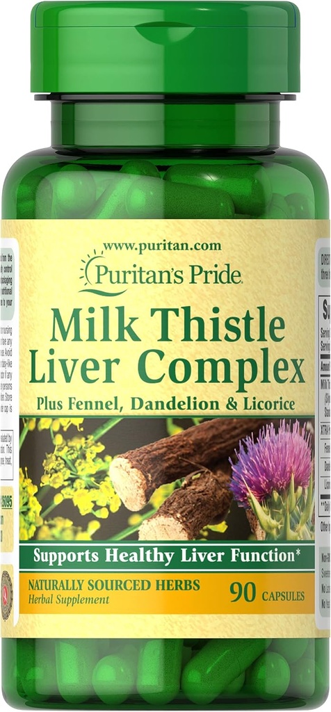 Puritan's Pride mleko Thistle Jetra Complex, podpira zdravo funkcijo jeter, 90 Count, White